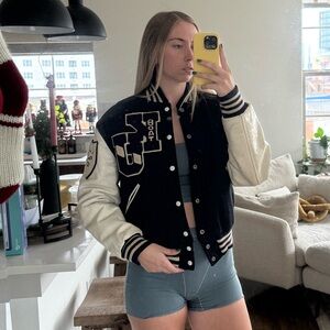 Vintage real leather letterman jacket